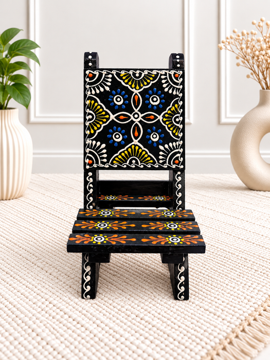 Handcrafted Wooden Mobile Stand, Hand Painted Indian Traditional Decorative Phone Holder