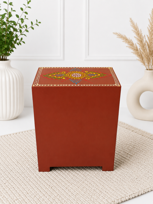 Handcrafted Wooden 4 Drawer Chest, Hand Painted Indian Decor Storage Cabinet