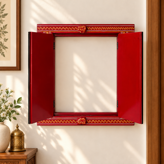 Hand Painted Wooden Jharokha Wall Decor | Rajasthani Krishna Wall Art