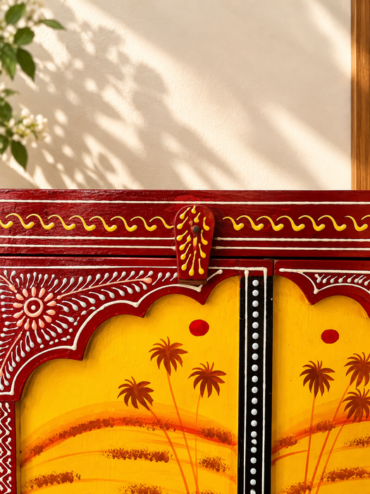 Hand Painted Wooden Jharokha Wall Decor | Rajasthani Krishna Wall Art