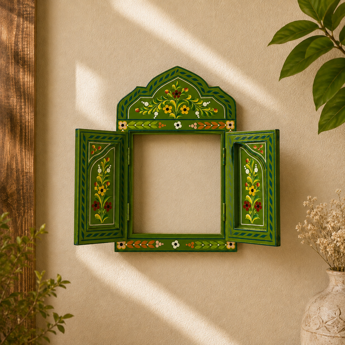 Hand Painted Wooden Jharokha Wall Decor | Indian Rajasthani Wall Art