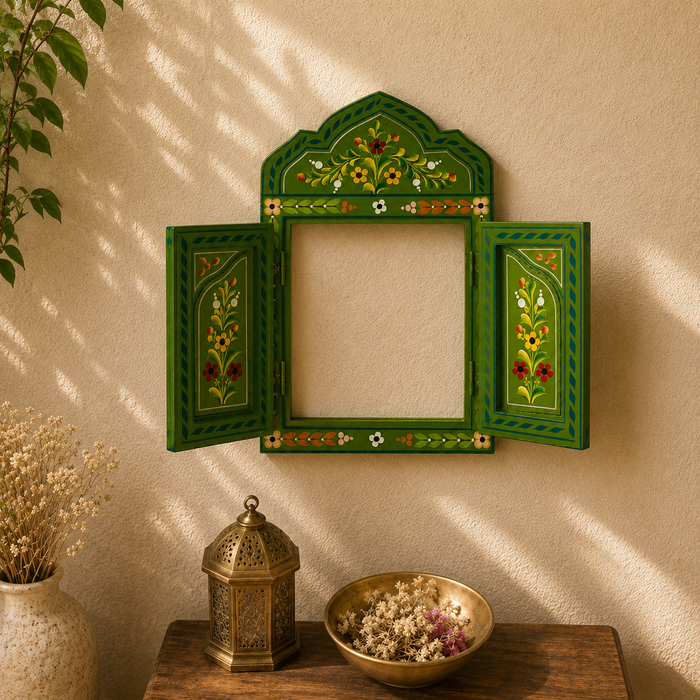 Hand Painted Wooden Jharokha Wall Decor | Indian Rajasthani Wall Art