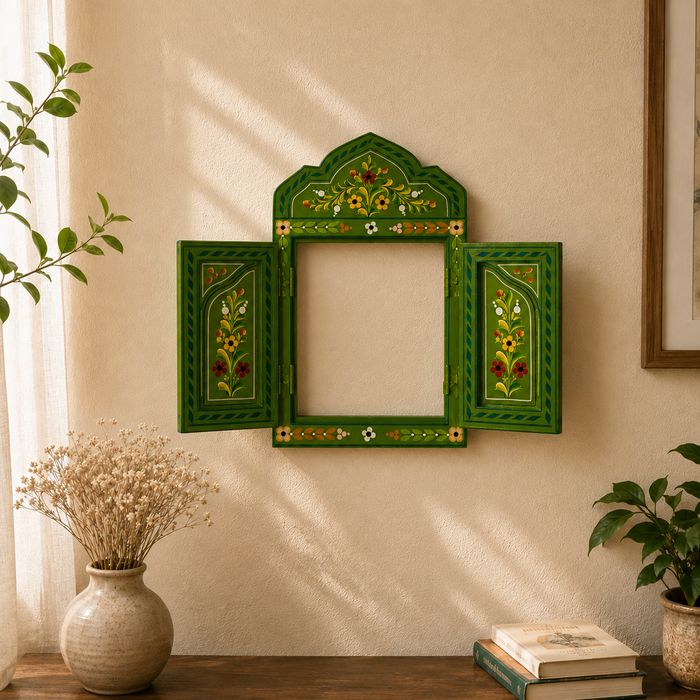 Hand Painted Wooden Jharokha Wall Decor | Indian Rajasthani Wall Art