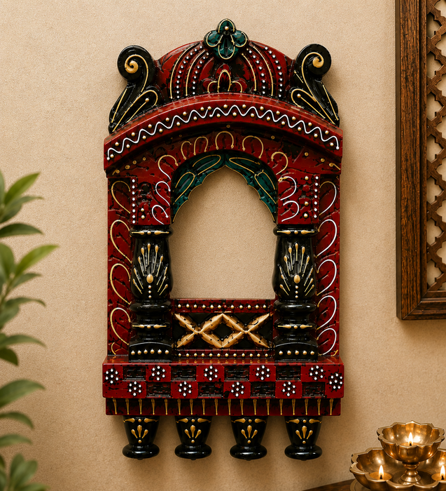 Handcrafted Wooden Jharokha Wall Decor, Traditional Indian Home Décor