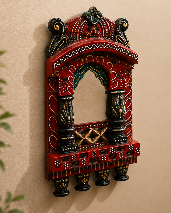 Handcrafted Wooden Jharokha Wall Decor, Traditional Indian Home Décor