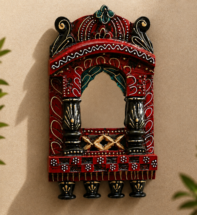 Handcrafted Wooden Jharokha Wall Decor, Traditional Indian Home Décor