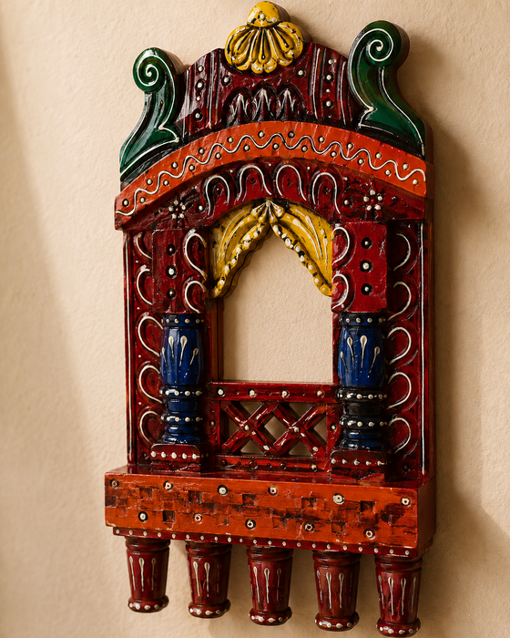 Handcrafted Wooden Jharokha  Wall Decor, Indian Traditional Wall Art