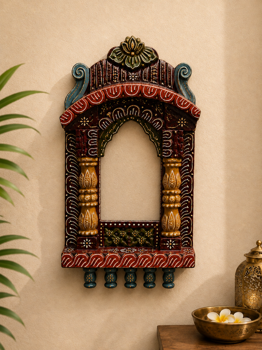 Handcrafted Wooden Jharokha Wall Decor, Indian Traditional Wall Art