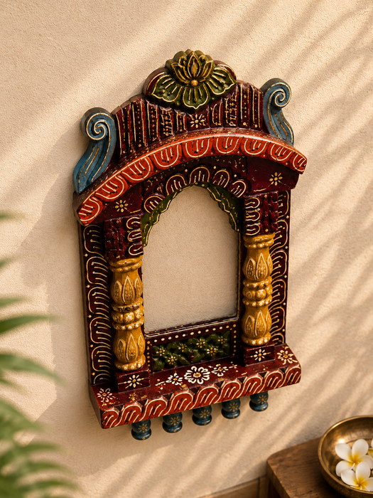 Handcrafted Wooden Jharokha Wall Decor, Indian Traditional Wall Art