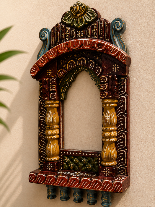 Handcrafted Wooden Jharokha Wall Decor, Indian Traditional Wall Art