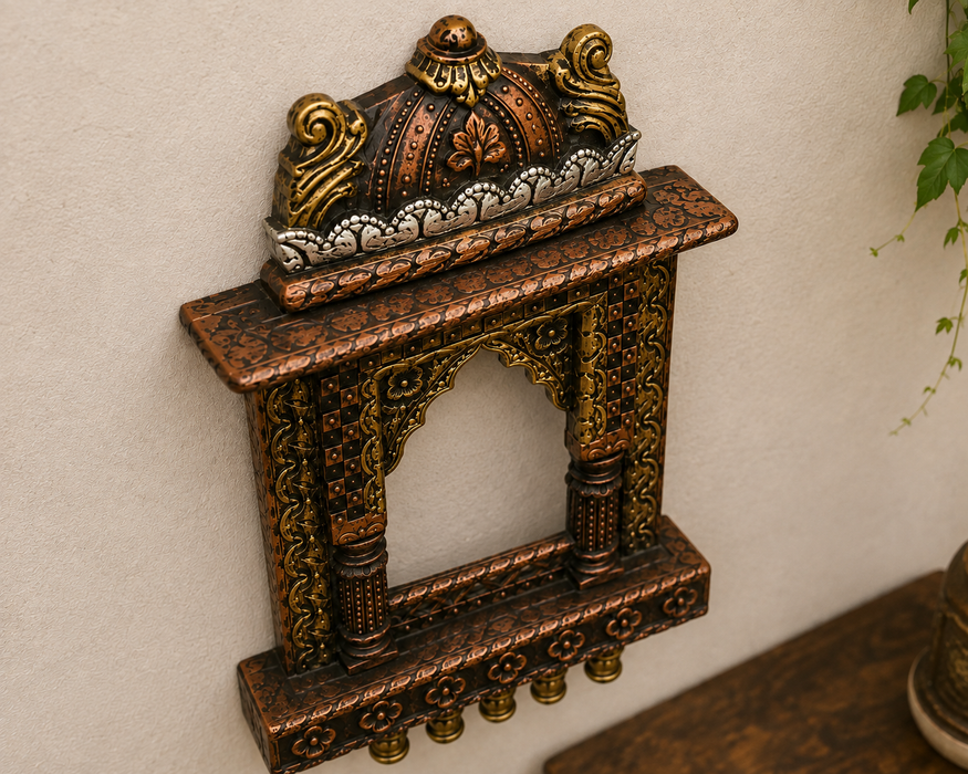 Handcrafted Wooden Jharokha Wall Shelf with  Indian Wall Decor