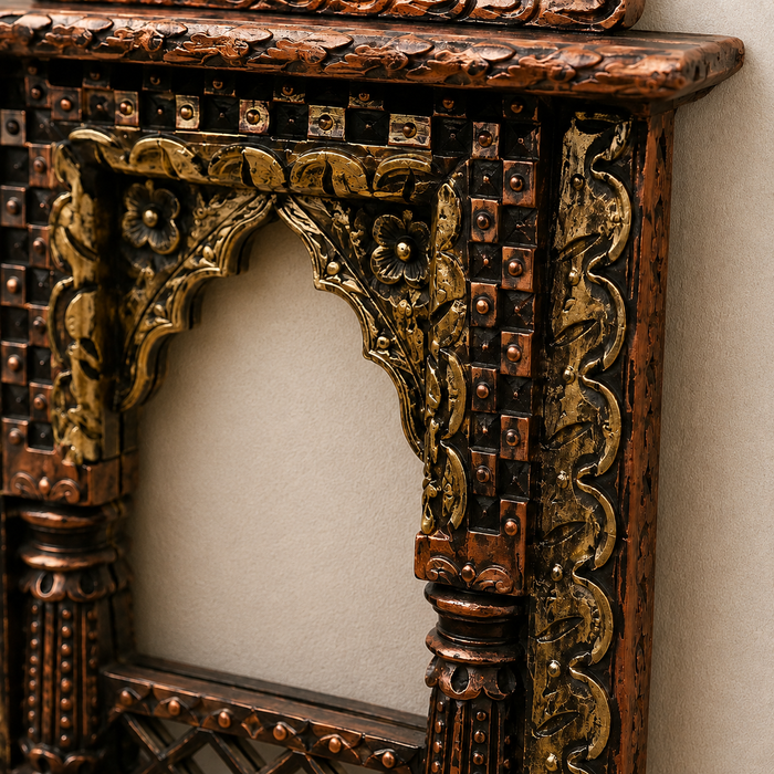 Handcrafted Wooden Jharokha Wall Shelf with  Indian Wall Decor