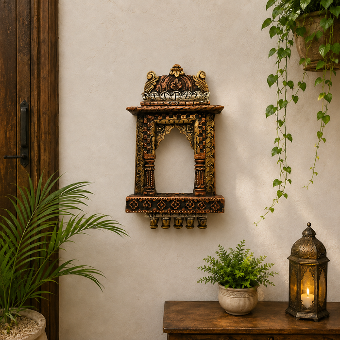 Handcrafted Wooden Jharokha Wall Shelf with  Indian Wall Decor