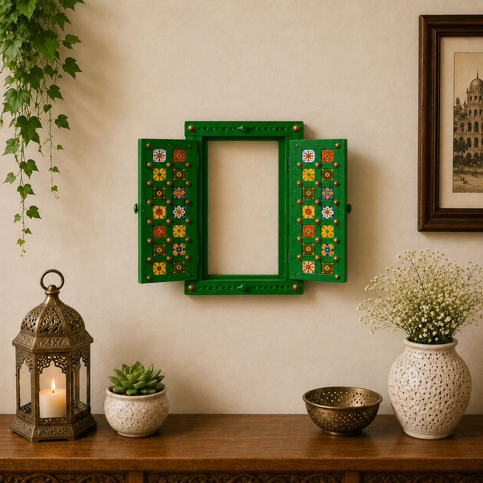 Hand Painted Wooden Jharokha Wall Decor | Indian Rajasthani Wall Art