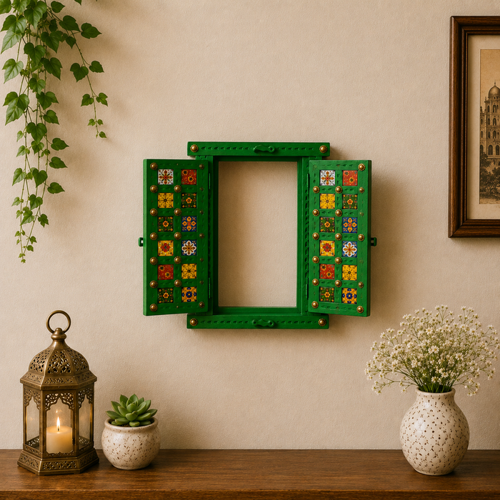 Hand Painted Wooden Jharokha Wall Decor | Indian Rajasthani Wall Art