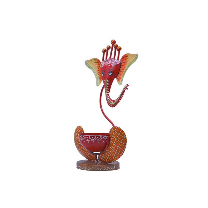 Handcrafted Lord Ganesha Metal Diya Tealight Candle Holder