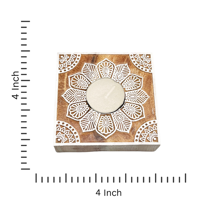 Wooden Handblock Tea Light Candle Holders – By Diwam Handicrafts