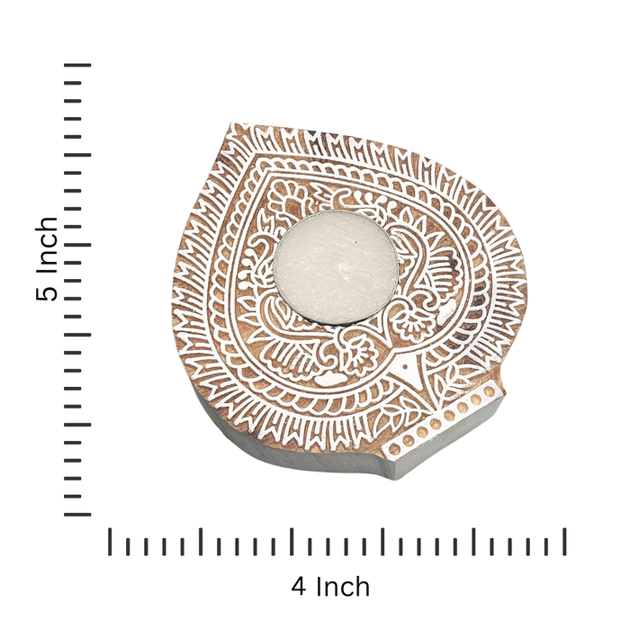 Leaf Shaped Kadamb Wood Tea Light Candle Holders – Set of 4