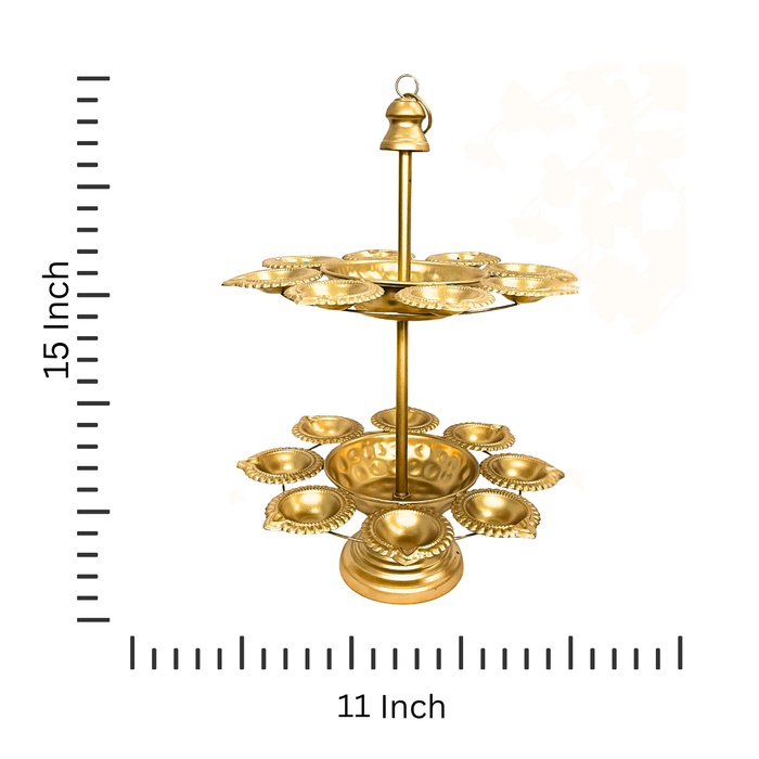 Two Tier Diya Shape Urli Bowl for Home & Temple Decor