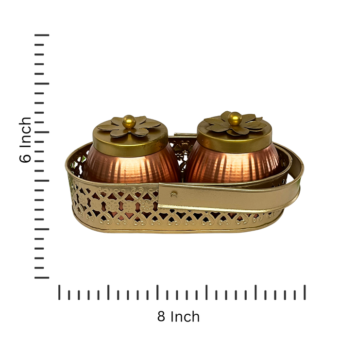 Metal Dry Fruit Jar Set in a Basket