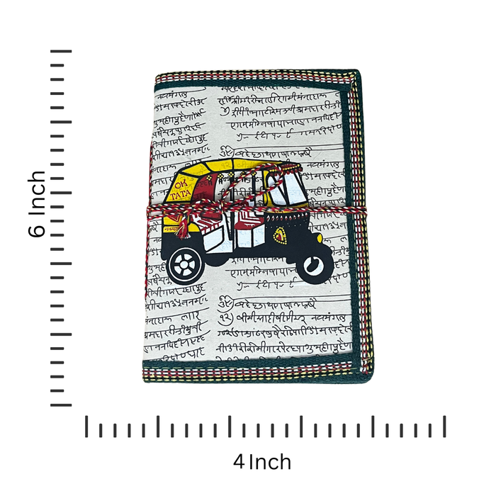 Handmade Cotton Paper Diary with Auto Rickshaw Print