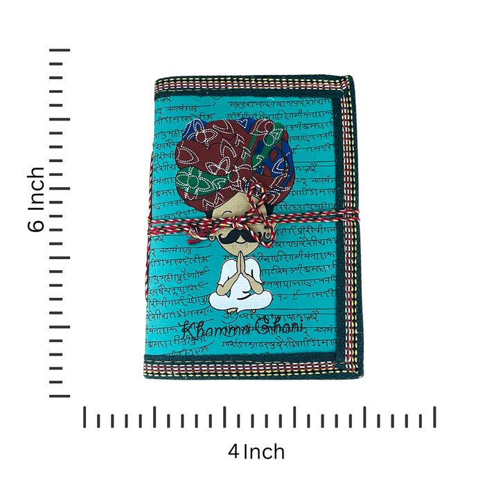 Handmade Cotton Paper Diary with Rajasthani Print & Cultural Khamma Ghani Text