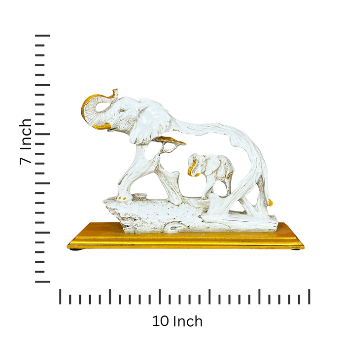 White Resin Elephant Sculpture by Diwam Handicrafts