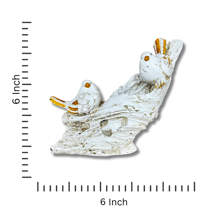 White & Gold Bird Resin Showpiece – Elegant Decorative Figurine