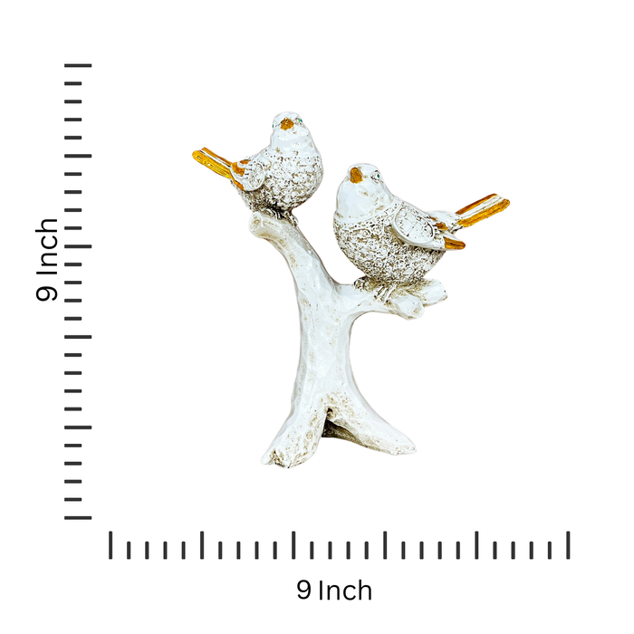 White Resin Sparrows Sculpture by Diwam Handicrafts