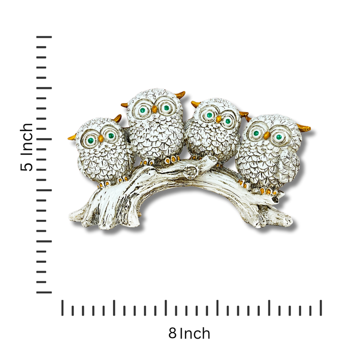 Silver Owl Family Figurine – Decorative Handcrafted Showpiece for Home & Office
