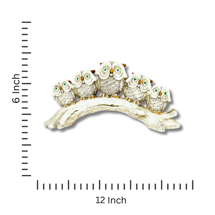 White Resin Owl Group Sculpture by Diwam Handicrafts