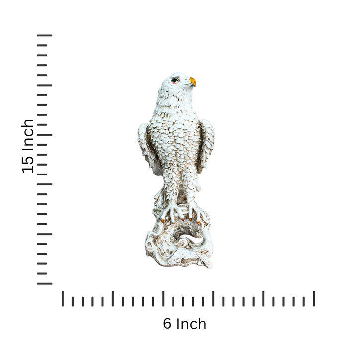 Handcrafted White Resin Eagle Statue - Home Decor Showpiece