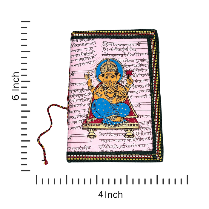 Lord Ganesha Design Handmade Cotton Paper Diary for Journaling & Gifting