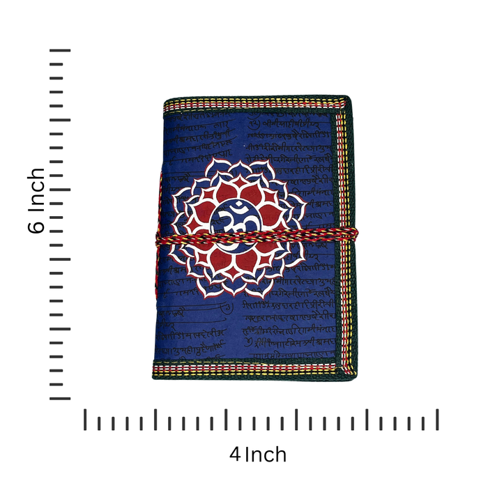 Blue Color Handmade Cotton Paper Diary with Om Symbol - Perfect for Meditation and Journaling
