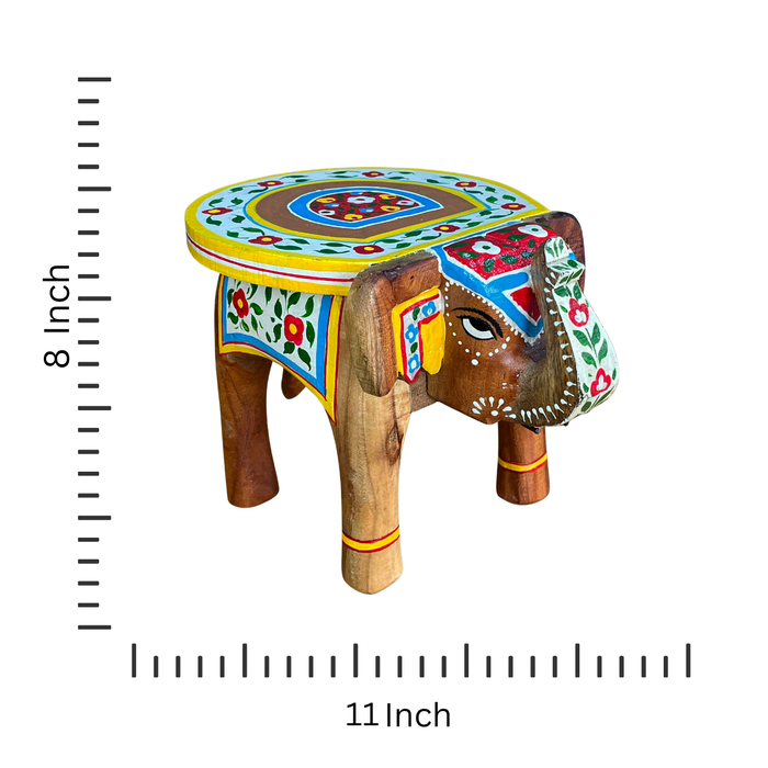 Handcrafted Wooden Elephant Stool for Home Decor