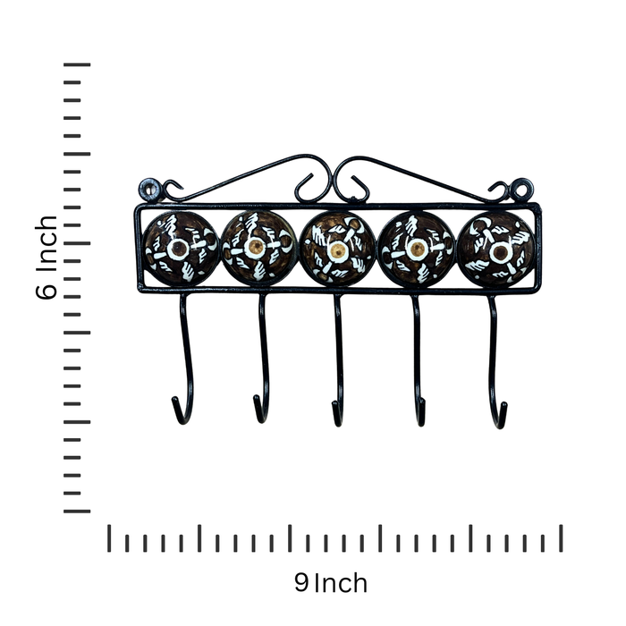 Decorative Ceramic and Iron Wall Hook Organizer