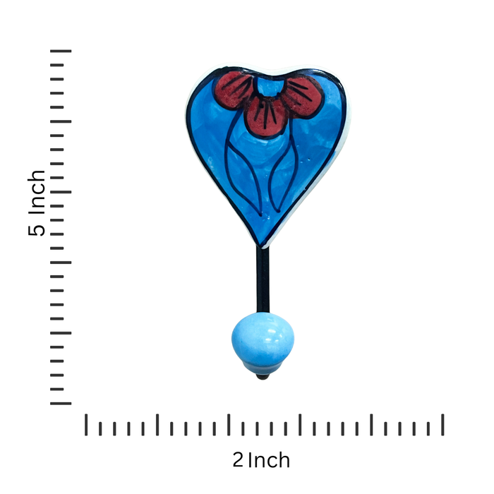 Heart Shaped Ceramic Iron Key Holder with Floral Design