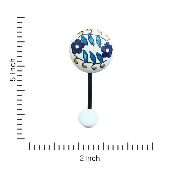 Blue Floral Ceramic & Iron Wall Hook
