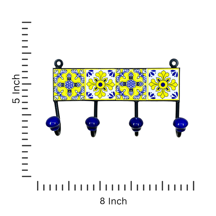 Bright Yellow Ceramic and Iron Key Holder