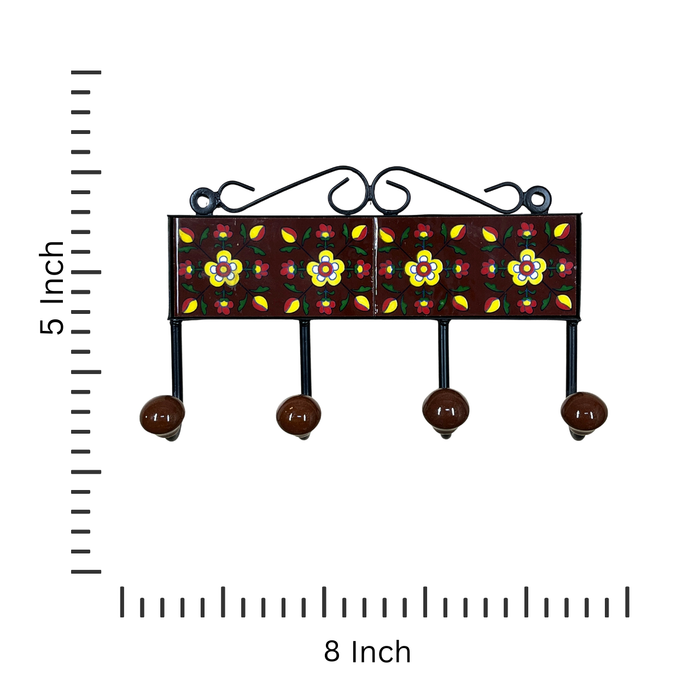 Beautiful Ceramic and Iron Key Holder with Floral Design