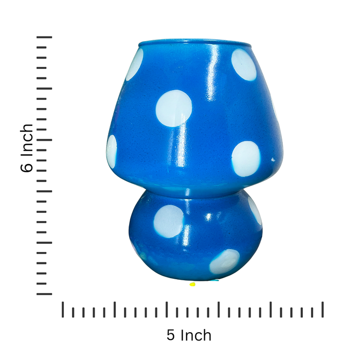 Handcrafted Blue Glass Lamp with White Dot Design – Romantic Decorative Table Light for Home Decor