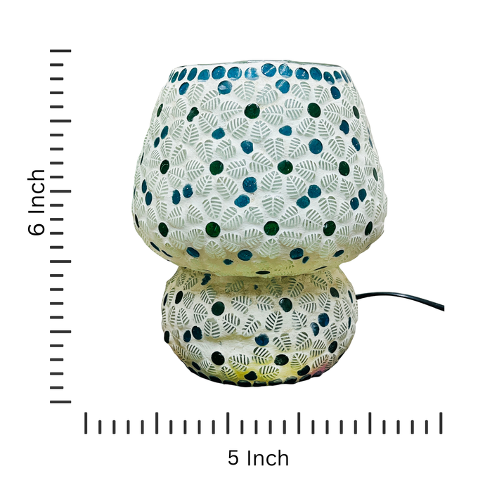 Handcrafted White Mosaic Glass Lamp – Decorative Bedside & Home Décor Lighting