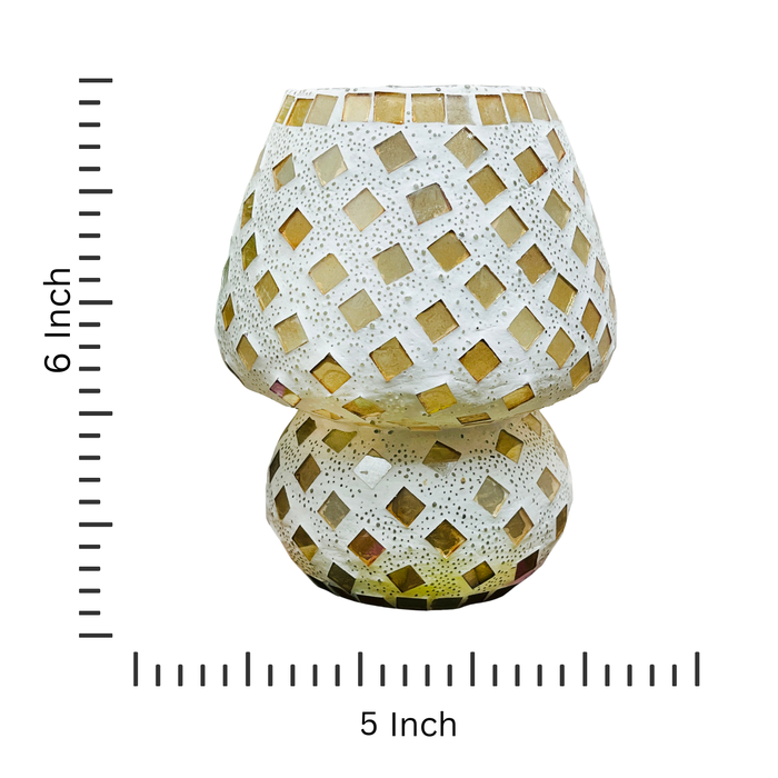 Handcrafted Beige Mosaic Glass Lamp – Elegant Bedside & Home Décor Lighting
