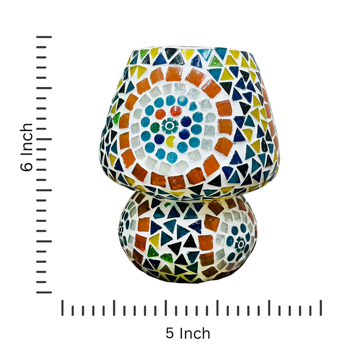 Handcrafted Multicolor Mosaic Glass Table Lamp – Artistic Round Pattern Home Decor Light