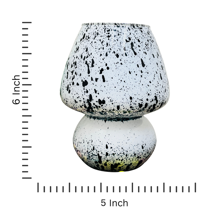 Handcrafted Black & White Speckled Glass Table Lamp – Modern Artistic Home Decor Light