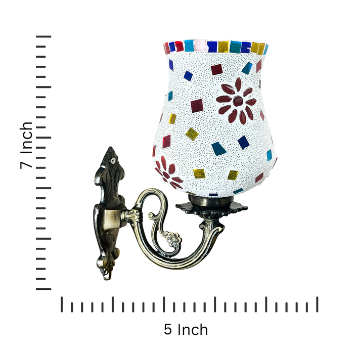 Handcrafted Mosaic Glass Wall Lamp – Multicolor Floral Design Light for Home Decor