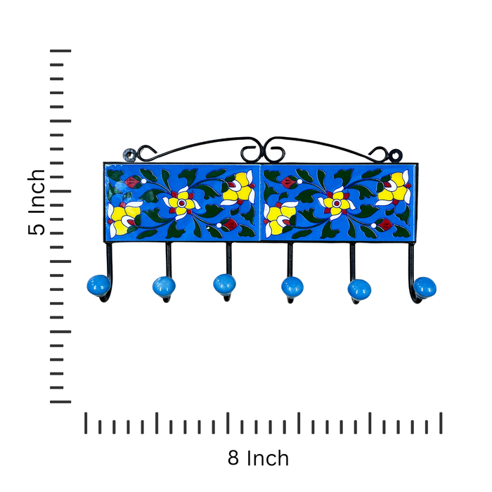 Colorful Ceramic &amp; Iron Key Holder with 6 Hooks