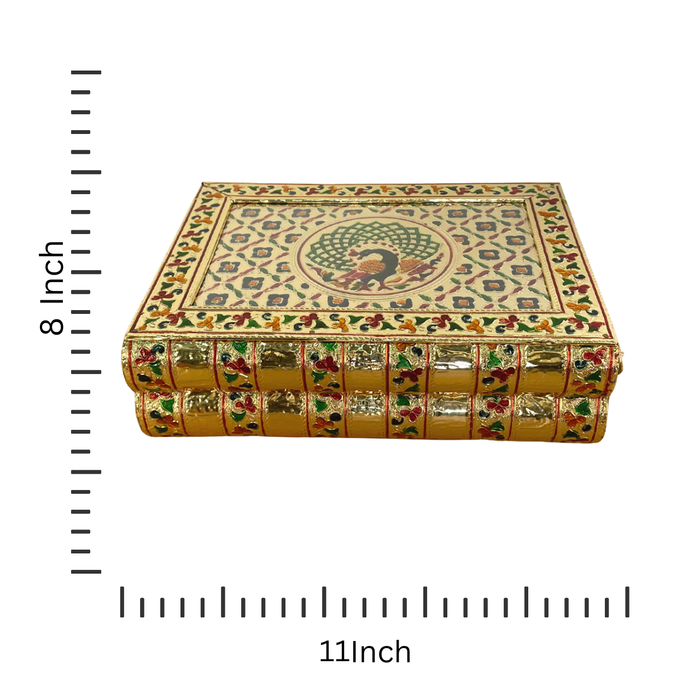 Peacock Design Meenakari Jewellery Box - Handcrafted Elegance