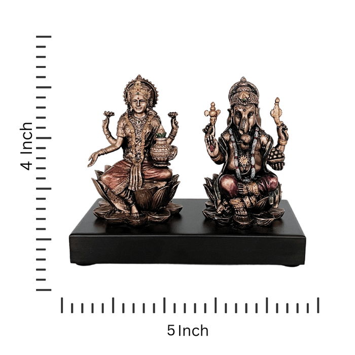 Prosperity & Wisdom Copper Ganesha Lakshmi Statue for Home & Puja
