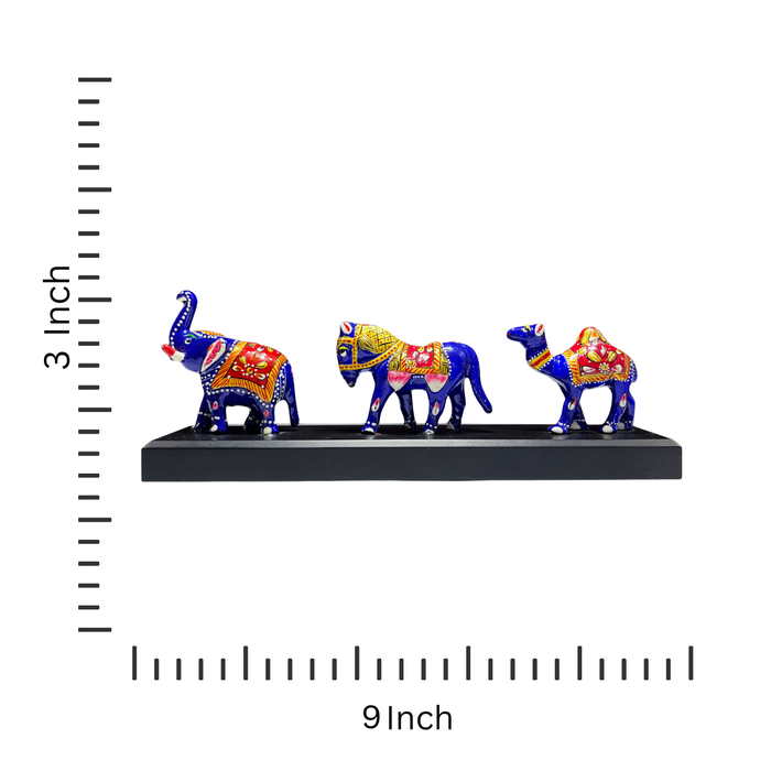 Élégance sculptée : ensemble éléphant chameau avec support Pawti